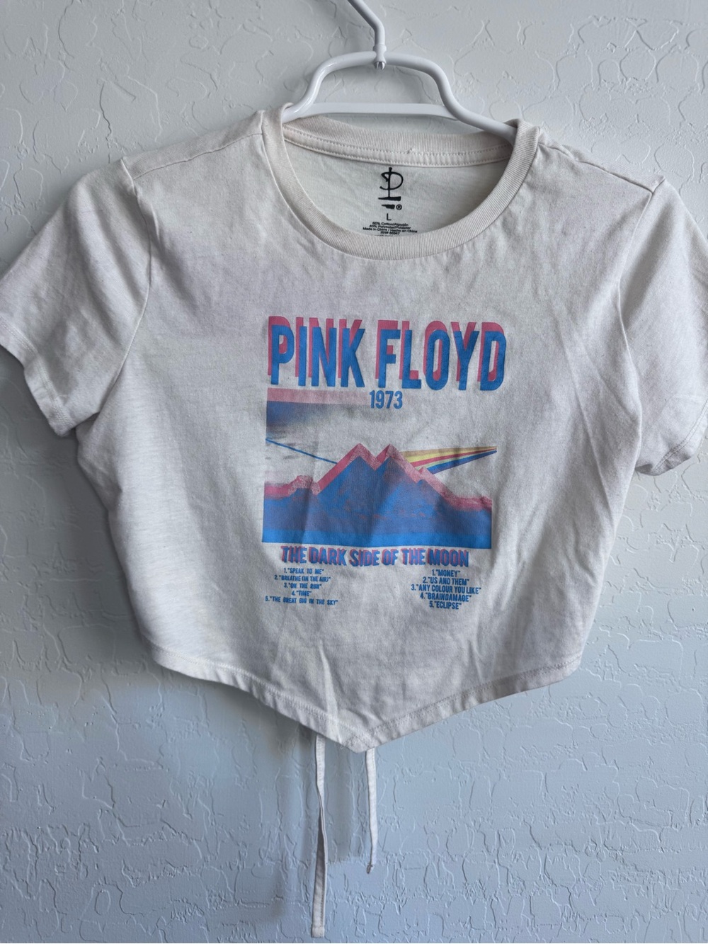 Pink Floyd 1973 Cropped Graphic Tee with back cut out- large